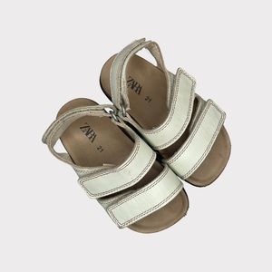Zara 3 Hook & Loop Strap Cream Sandals